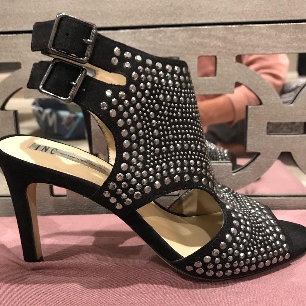 INC International Concepts Black Studded Ankle Booties